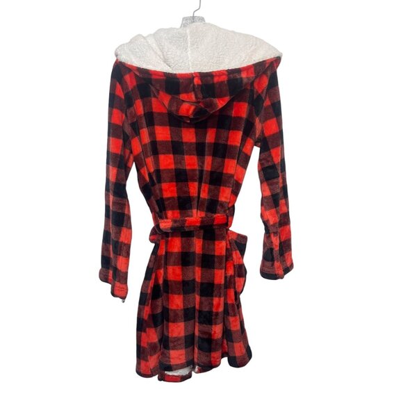Jenni Intimates Hooded Robe Womens Medium/Large Red Black New Belted - Picture 2 of 8